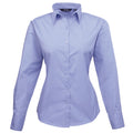 Mid blue - Front - Premier Womens-Ladies Poplin Long Sleeve Blouse - Plain Work Shirt