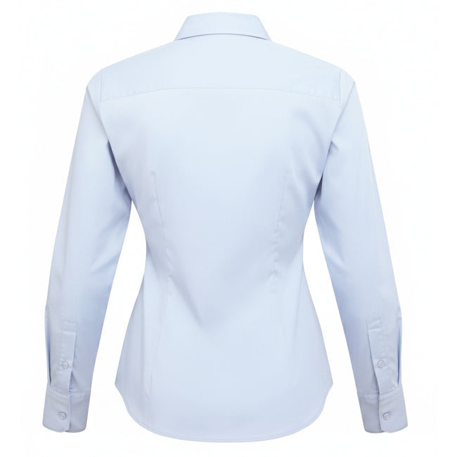 Light Blue - Back - Premier Womens-Ladies Poplin Long-Sleeved Blouse