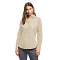 Natural - Side - Premier Womens-Ladies Poplin Long Sleeve Blouse - Plain Work Shirt