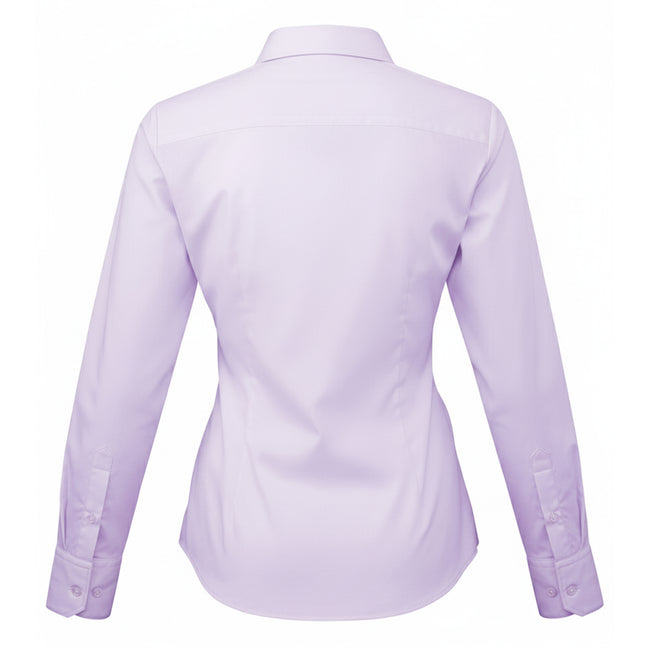 Lilac - Back - Premier Womens-Ladies Poplin Long-Sleeved Blouse