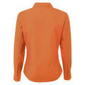 Orange - Back - Premier Womens-Ladies Poplin Long Sleeve Blouse - Plain Work Shirt