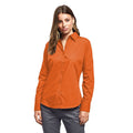Orange - Side - Premier Womens-Ladies Poplin Long Sleeve Blouse - Plain Work Shirt