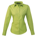 Lime - Front - Premier Womens-Ladies Poplin Long-Sleeved Blouse