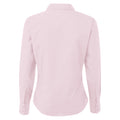 Pink - Back - Premier Womens-Ladies Poplin Long Sleeve Blouse - Plain Work Shirt
