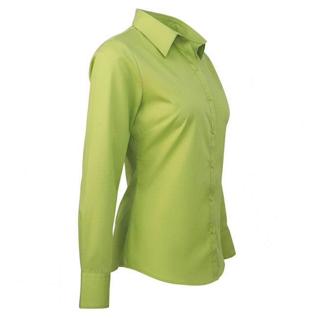Lime - Side - Premier Womens-Ladies Poplin Long-Sleeved Blouse