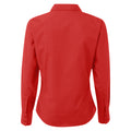 Red - Back - Premier Womens-Ladies Poplin Long Sleeve Blouse - Plain Work Shirt