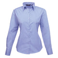 Mid blue - Front - Premier Womens-Ladies Poplin Long-Sleeved Blouse