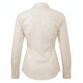 Natural - Back - Premier Womens-Ladies Poplin Long-Sleeved Blouse