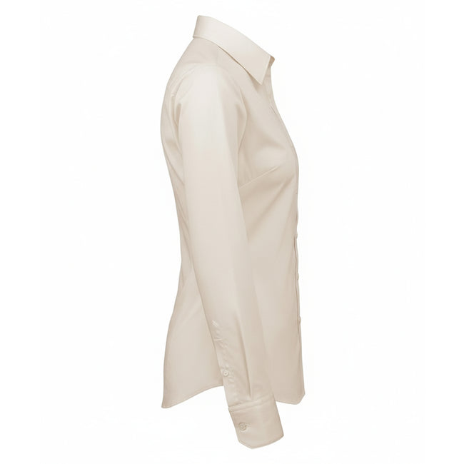 Natural - Side - Premier Womens-Ladies Poplin Long-Sleeved Blouse