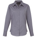 Steel - Front - Premier Womens-Ladies Poplin Long Sleeve Blouse - Plain Work Shirt