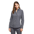 Steel - Side - Premier Womens-Ladies Poplin Long Sleeve Blouse - Plain Work Shirt