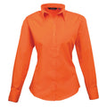 Orange - Front - Premier Womens-Ladies Poplin Long-Sleeved Blouse