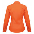 Orange - Back - Premier Womens-Ladies Poplin Long-Sleeved Blouse