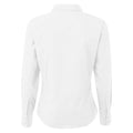 White - Back - Premier Womens-Ladies Poplin Long Sleeve Blouse - Plain Work Shirt
