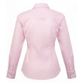 Pink - Back - Premier Womens-Ladies Poplin Long-Sleeved Blouse