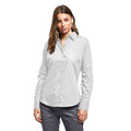 White - Side - Premier Womens-Ladies Poplin Long Sleeve Blouse - Plain Work Shirt