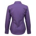 Purple - Back - Premier Womens-Ladies Poplin Long-Sleeved Blouse