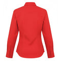 Red - Back - Premier Womens-Ladies Poplin Long-Sleeved Blouse