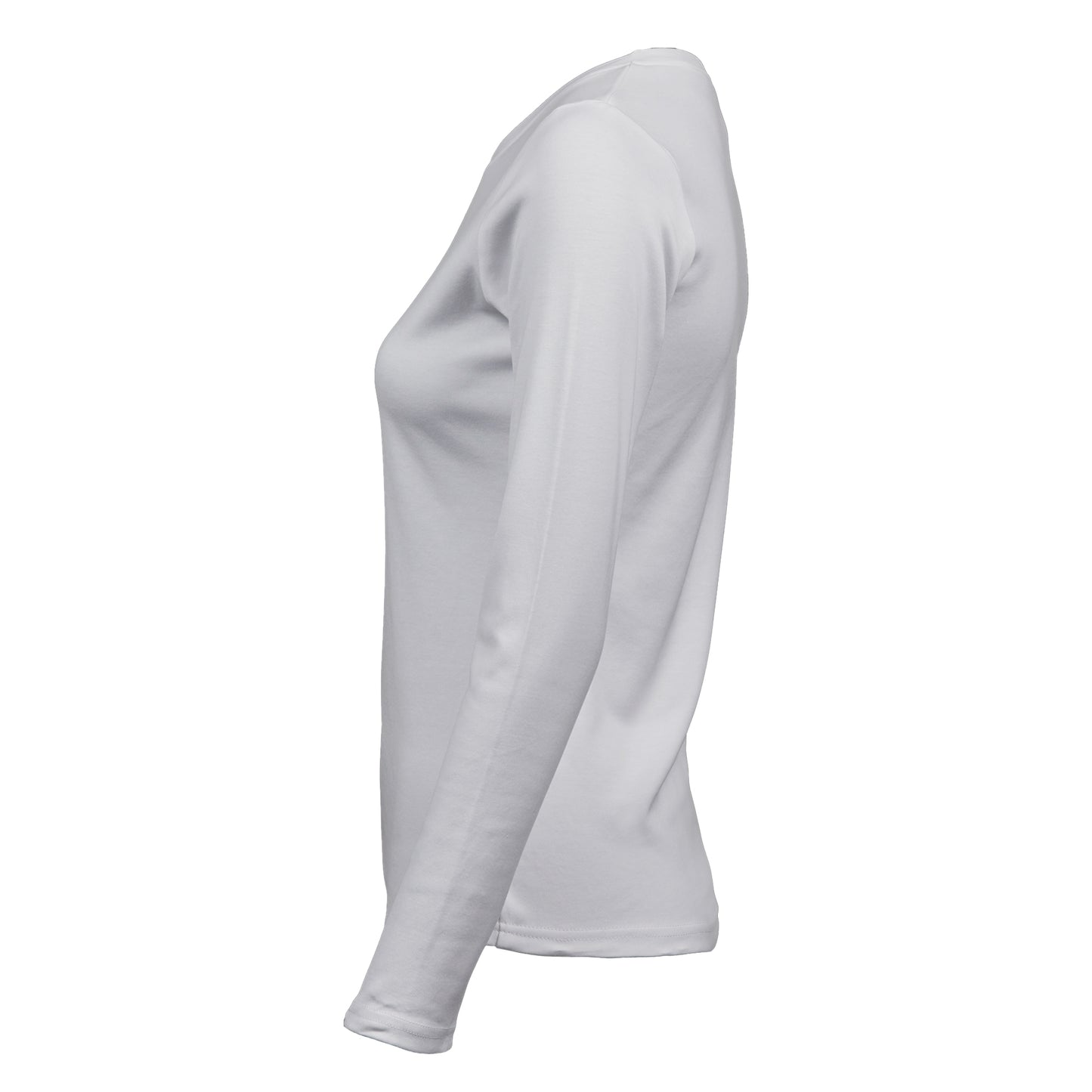 White - Side - Tee Jays Womens-Ladies Interlock Long-Sleeved T-Shirt