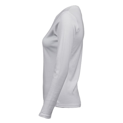 White - Side - Tee Jays Womens-Ladies Interlock Long-Sleeved T-Shirt