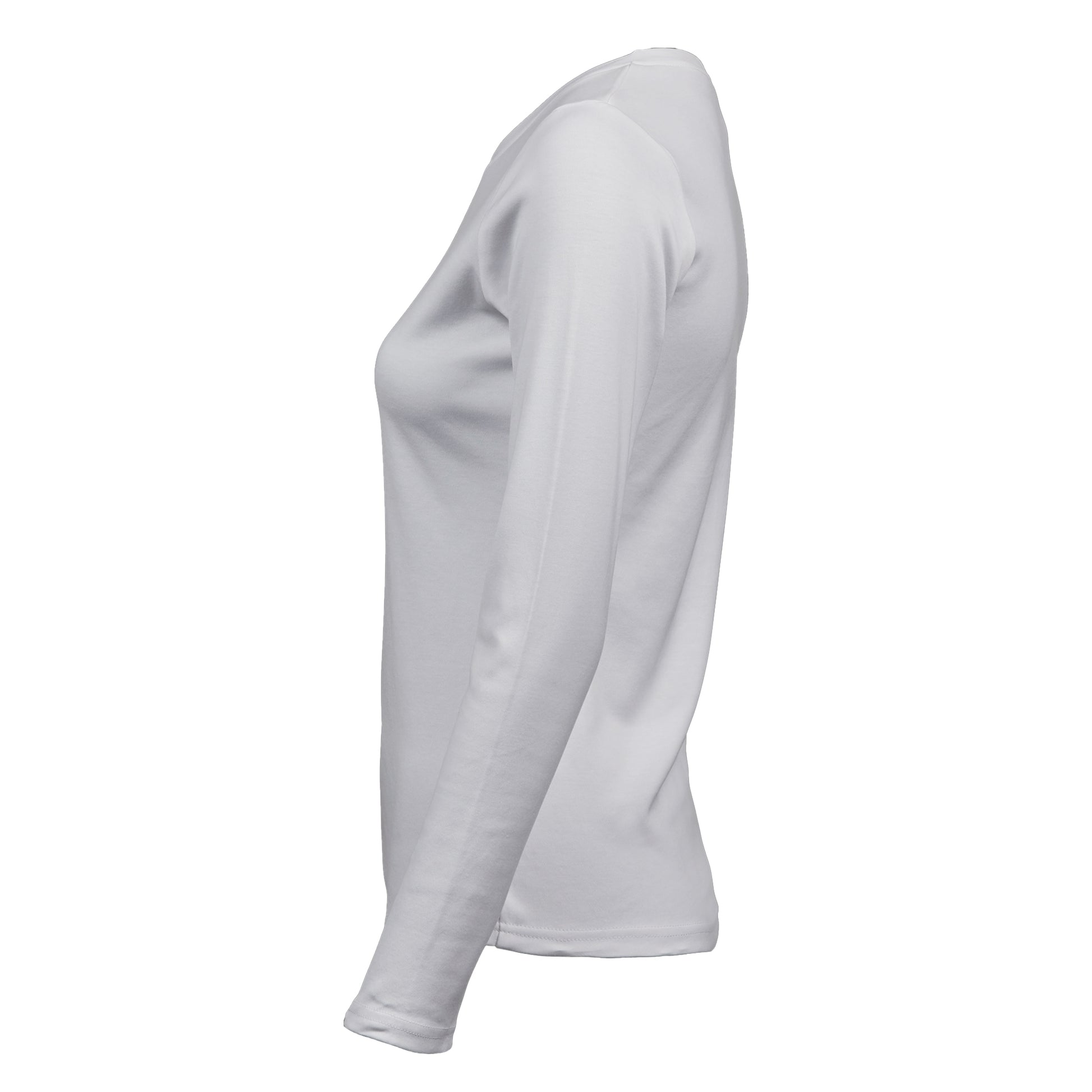 White - Side - Tee Jays Womens-Ladies Interlock Long-Sleeved T-Shirt