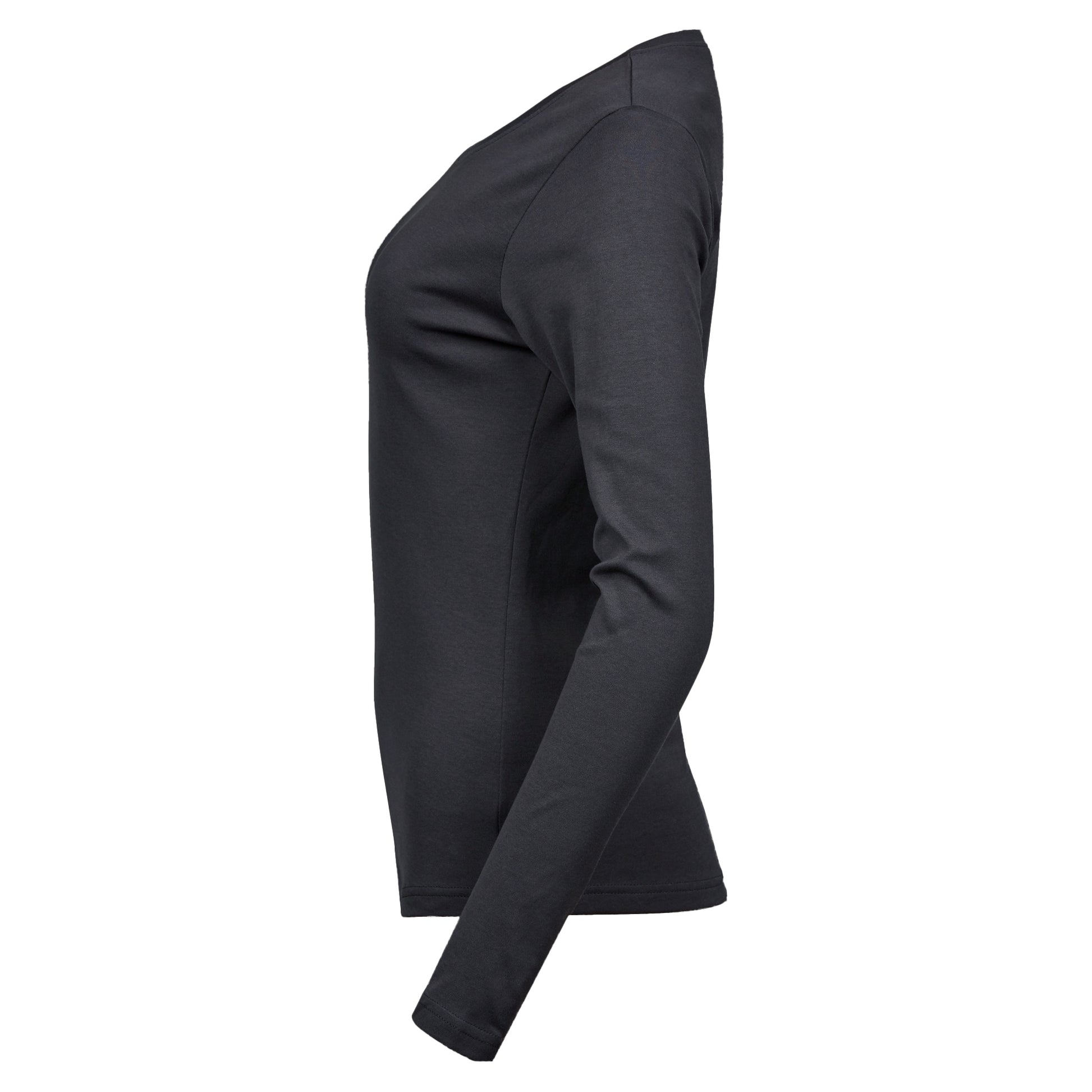 Dark Grey - Side - Tee Jays Womens-Ladies Interlock Long-Sleeved T-Shirt