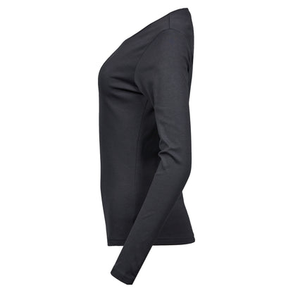 Dark Grey - Side - Tee Jays Womens-Ladies Interlock Long-Sleeved T-Shirt