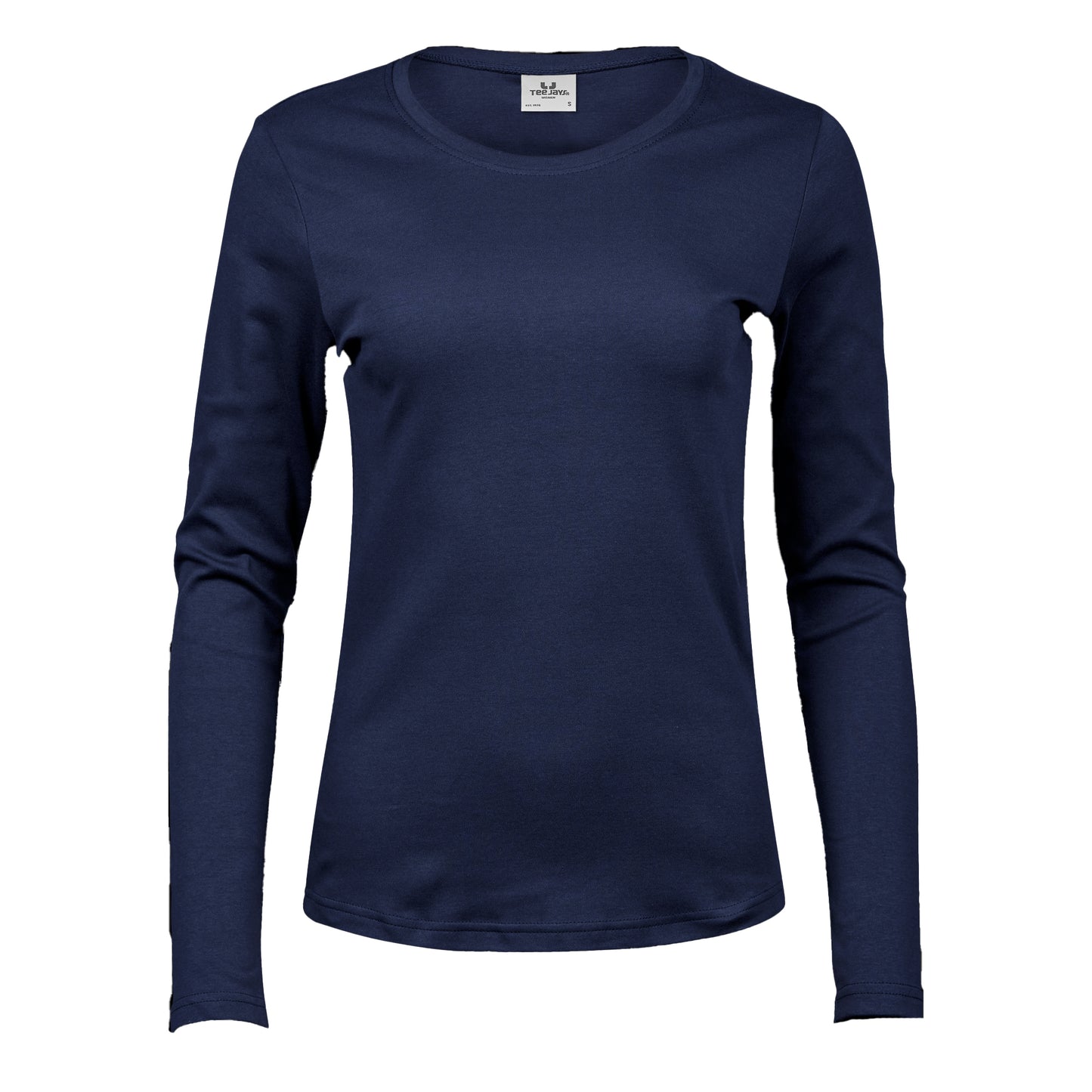Navy - Front - Tee Jays Womens-Ladies Interlock Long-Sleeved T-Shirt