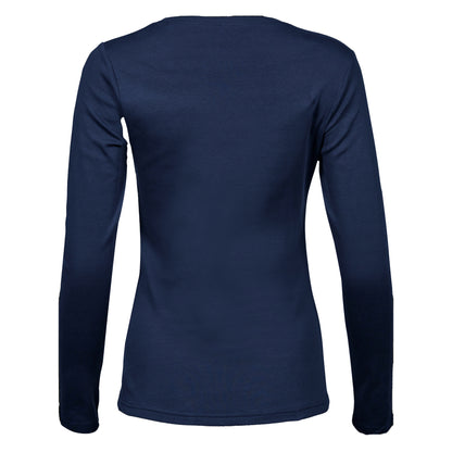 Navy - Back - Tee Jays Womens-Ladies Interlock Long-Sleeved T-Shirt