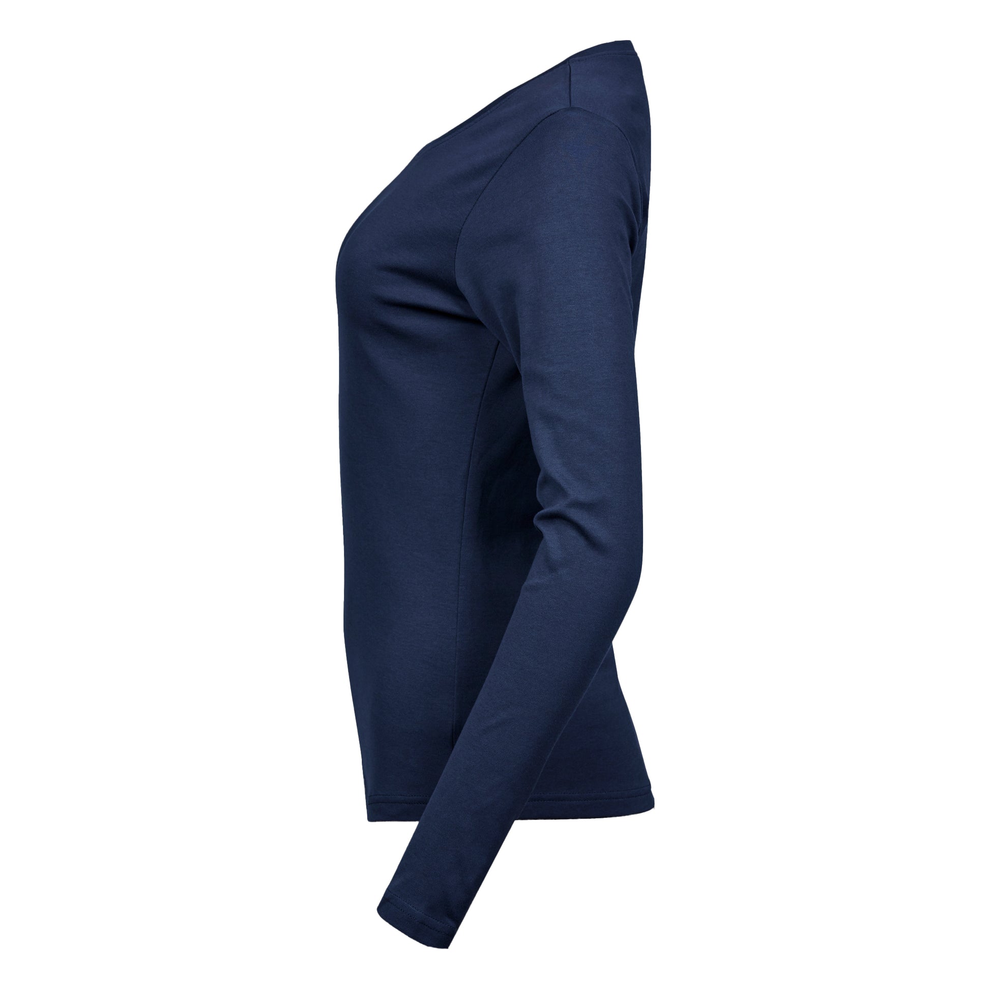 Navy - Side - Tee Jays Womens-Ladies Interlock Long-Sleeved T-Shirt