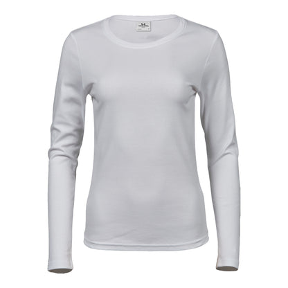 White - Front - Tee Jays Womens-Ladies Interlock Long-Sleeved T-Shirt