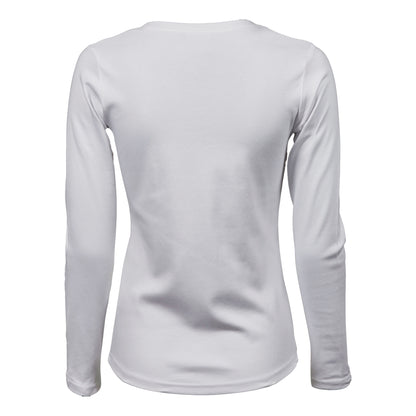 White - Back - Tee Jays Womens-Ladies Interlock Long-Sleeved T-Shirt