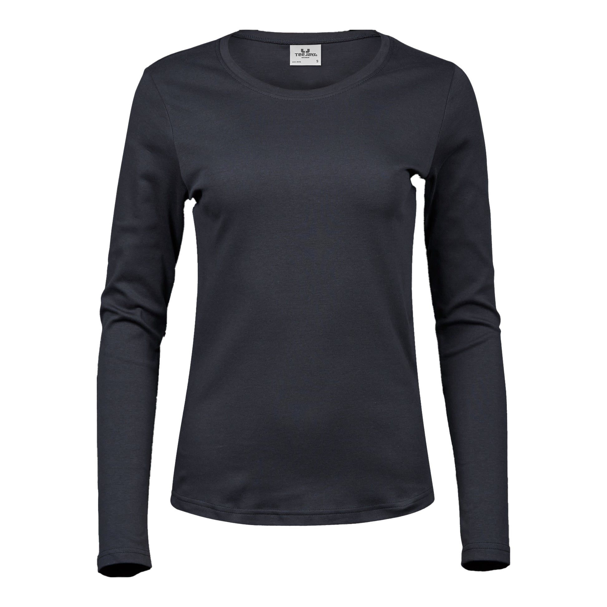 Dark Grey - Front - Tee Jays Womens-Ladies Interlock Long-Sleeved T-Shirt