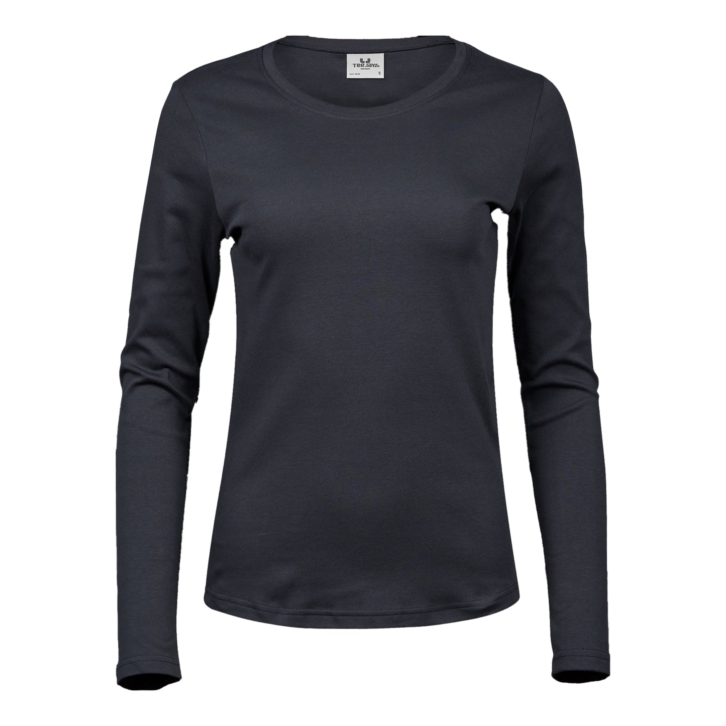 Dark Grey - Front - Tee Jays Womens-Ladies Interlock Long-Sleeved T-Shirt