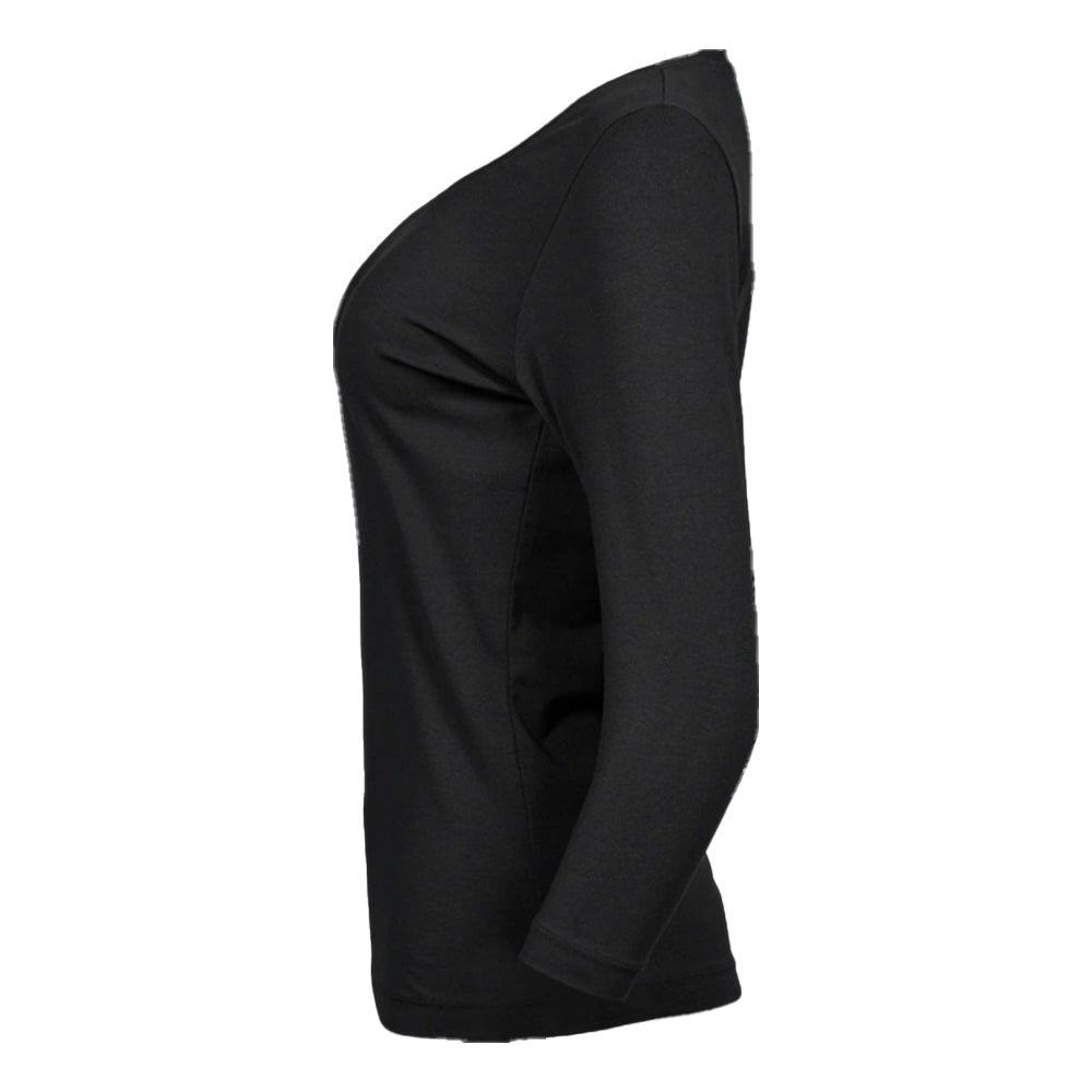 Black - Side - Tee Jays Womens-Ladies 3-4 Sleeve T-Shirt