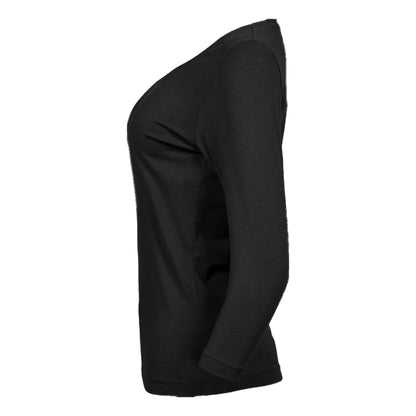 Black - Side - Tee Jays Womens-Ladies 3-4 Sleeve T-Shirt