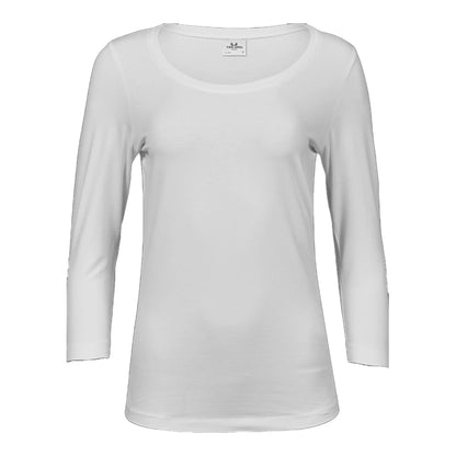 White - Front - Tee Jays Womens-Ladies 3-4 Sleeve T-Shirt