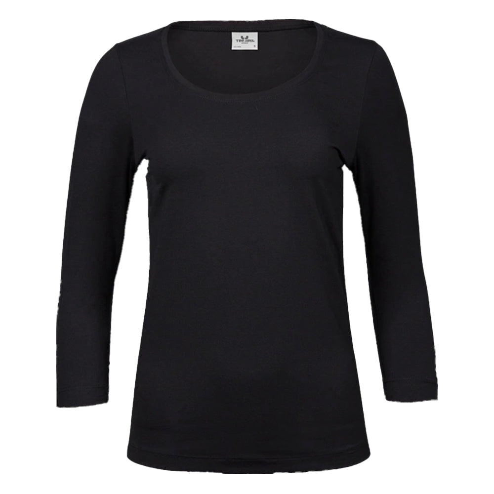 Black - Front - Tee Jays Womens-Ladies 3-4 Sleeve T-Shirt