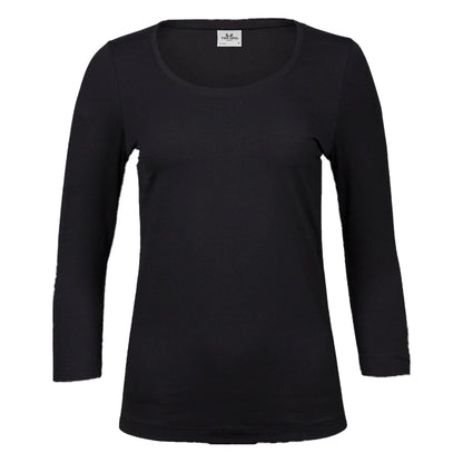 Black - Front - Tee Jays Womens-Ladies 3-4 Sleeve T-Shirt