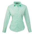 Aqua - Front - Premier Womens-Ladies Poplin Long-Sleeved Blouse