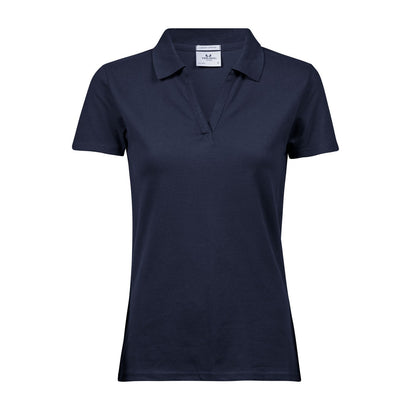 Navy - Front - Tee Jays Womens-Ladies Luxury Stretch Polo Shirt
