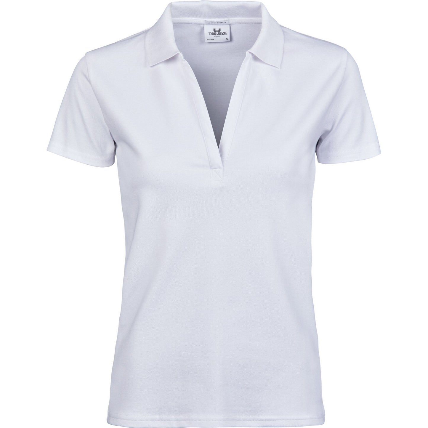 White - Front - Tee Jays Womens-Ladies Luxury Stretch Polo Shirt