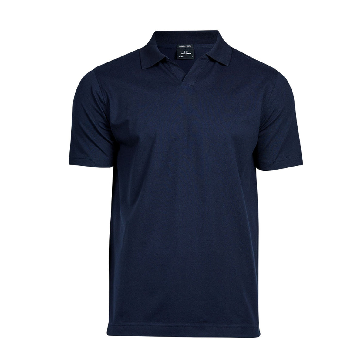 Navy - Front - Tee Jays Mens Luxury Stretch V Neck Polo Shirt