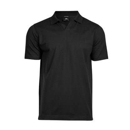 Black - Front - Tee Jays Mens Luxury Stretch V Neck Polo Shirt