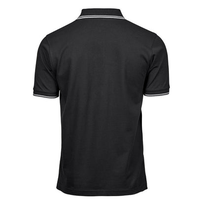 Black-White - Back - Tee Jays Mens Luxury Stripe Polo Shirt
