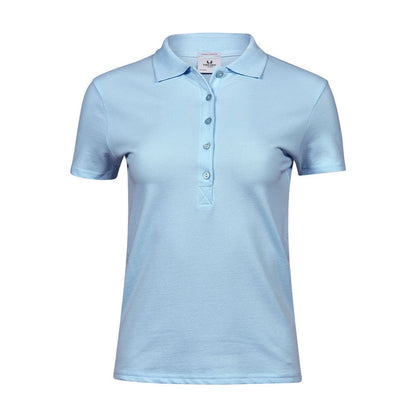 Light Blue - Front - Tee Jays Womens-Ladies Luxury Stretch Polo Shirt