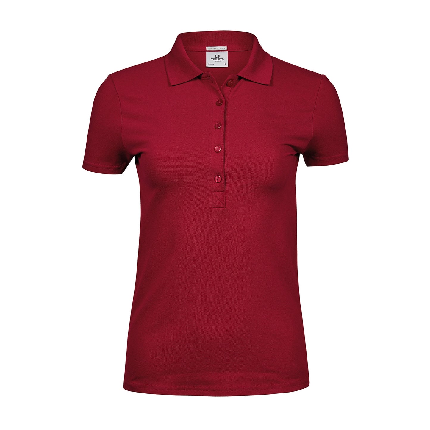 Deep Red - Front - Tee Jays Womens-Ladies Luxury Stretch Polo Shirt