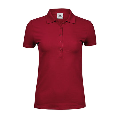Deep Red - Front - Tee Jays Womens-Ladies Luxury Stretch Polo Shirt