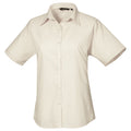 Natural - Front - Premier Short Sleeve Poplin Blouse - Plain Work Shirt