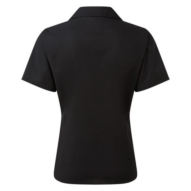 Black - Back - Premier Short Sleeve Poplin Blouse - Plain Work Shirt